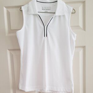 Pebble Beach Dry-Luxe Performance white and black golf shirt - size L